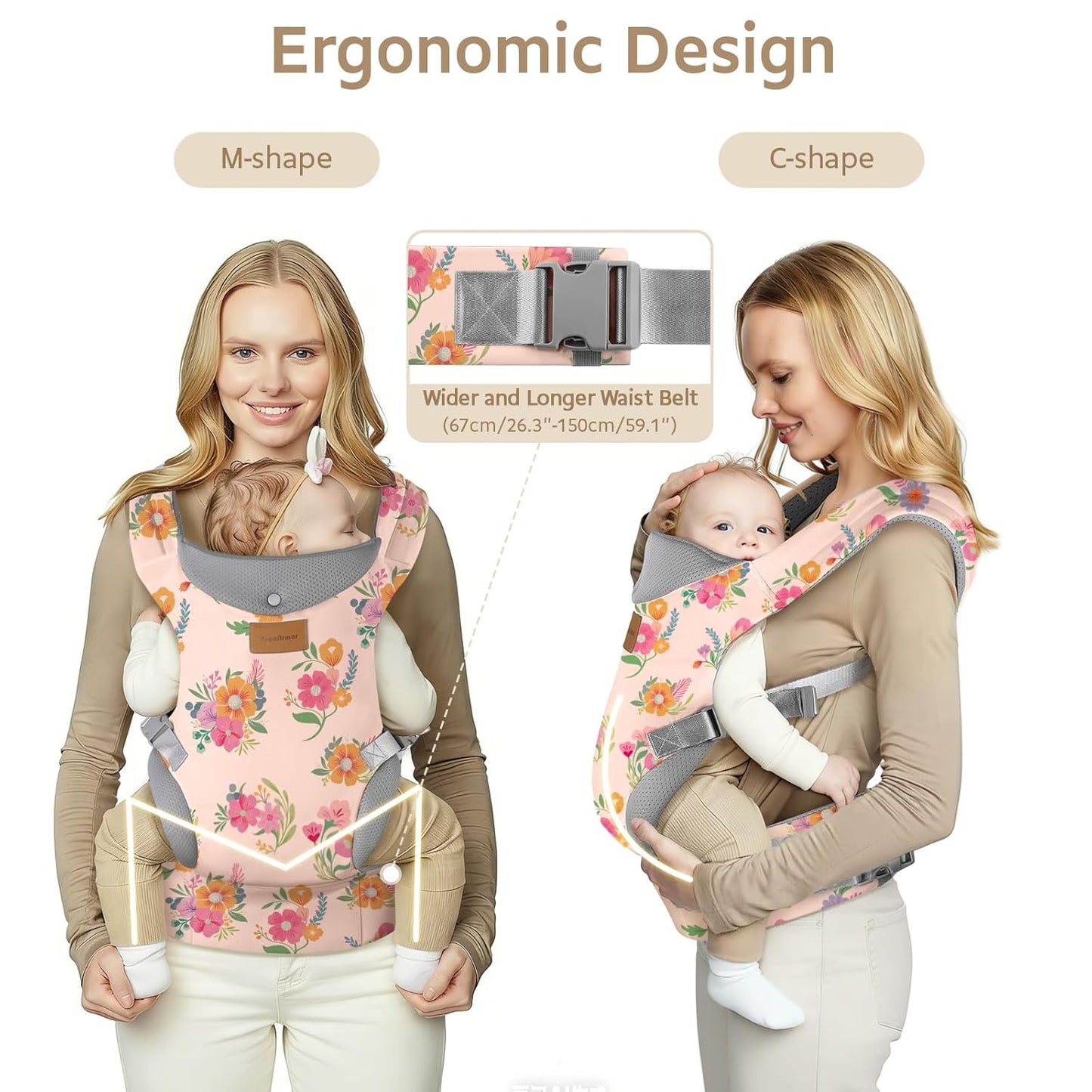 Baby Carrier, Ergonomic Adjustable Toddler Carriers for 7-33 Lbs, Cozy Lightweight Infant Carrier with Neck Support, Baby Chest Carriers with Lumbar Support for Parents (4-36 Months)