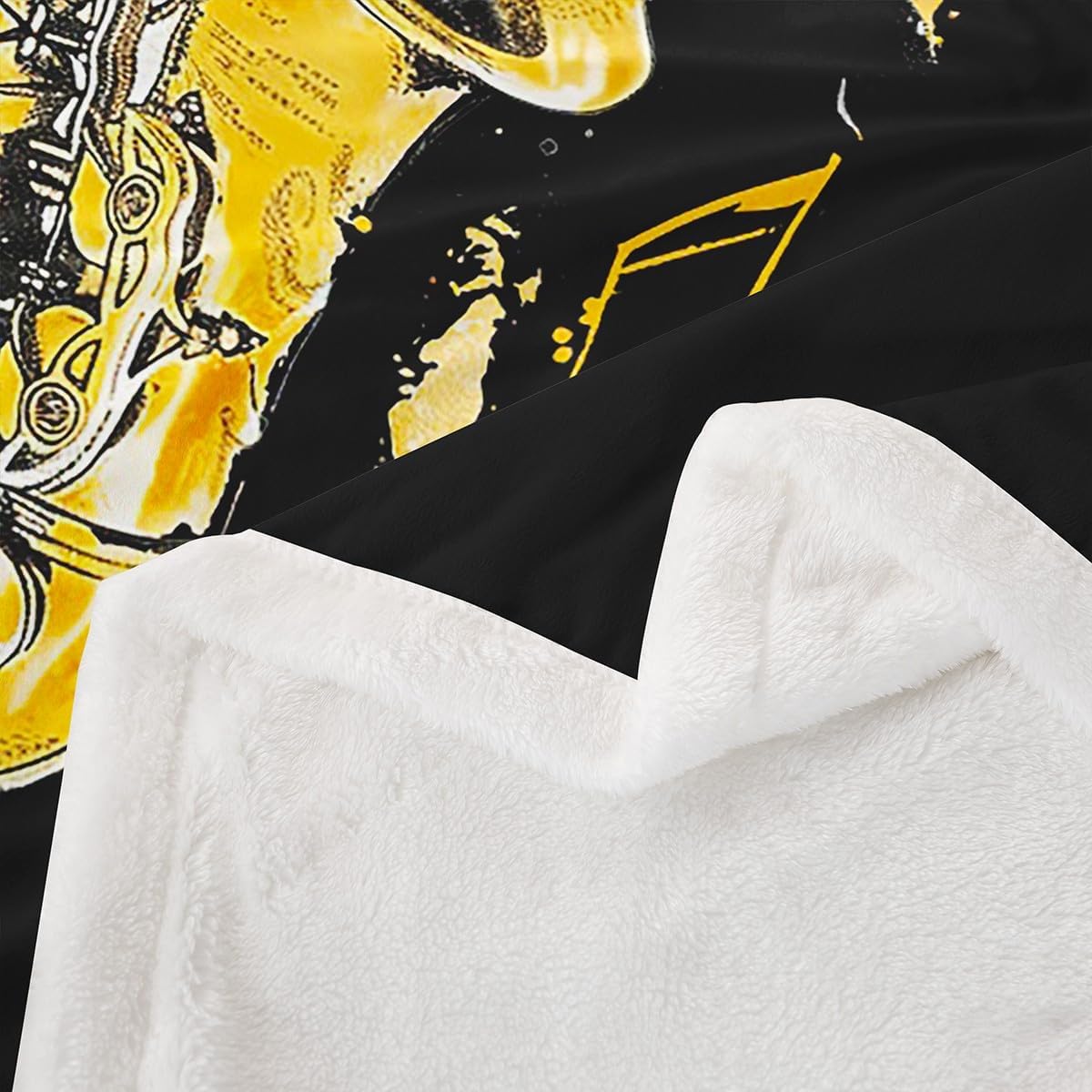 Erosebridal Saxophone Throw Blanket 40x50,Musical Notes Fleece Blanket for Teens Child Boys Girls,Country Acoustic Jazz Music Themed Blanket,Golden Instrument Sherpa Blanket Soft Warm