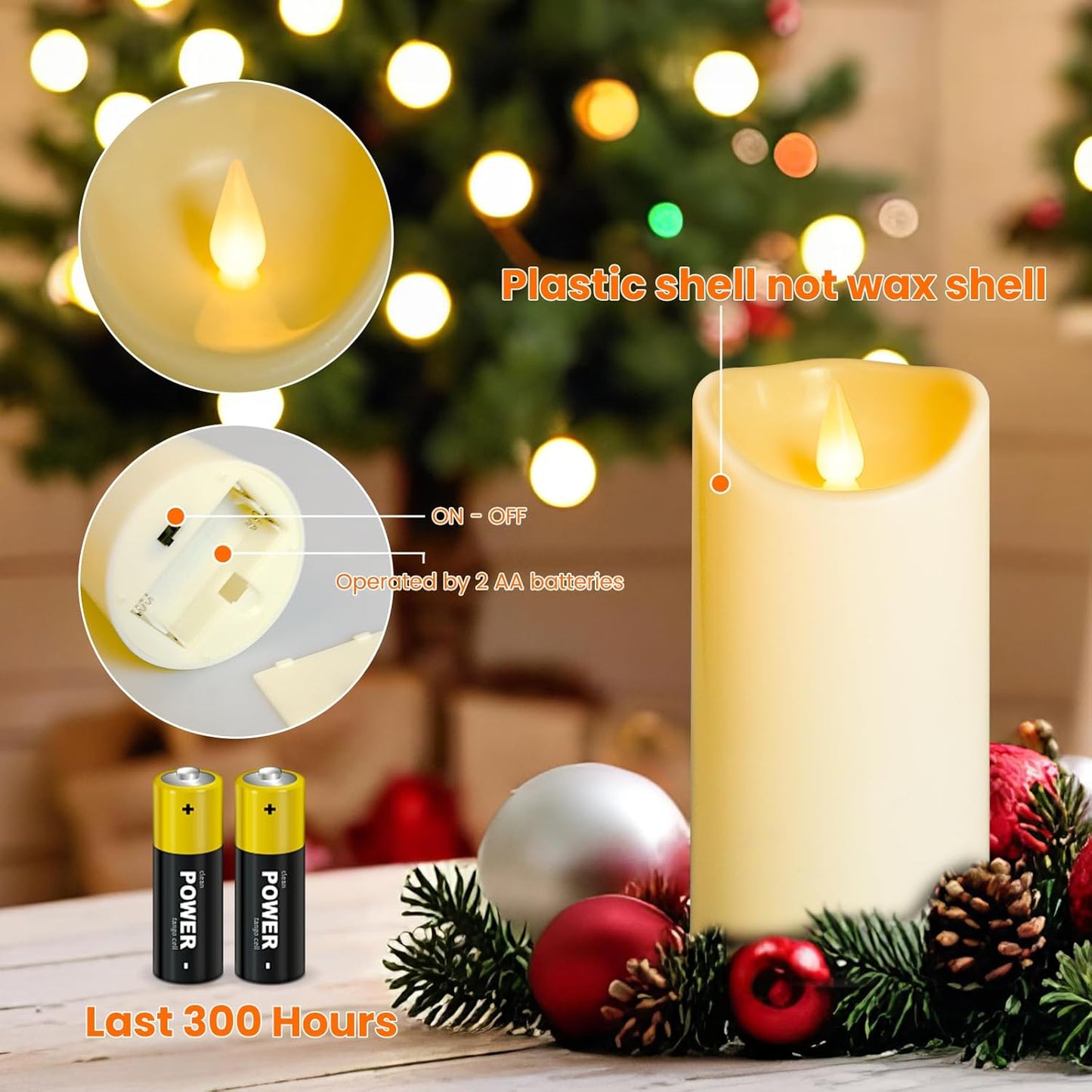 YIWER Plastic Candles with Remote,Flameless LED Candle Powered by Batteries with Remote Control Electric Fake Flickering Light D 3”H 4”5”6” Pack of 6