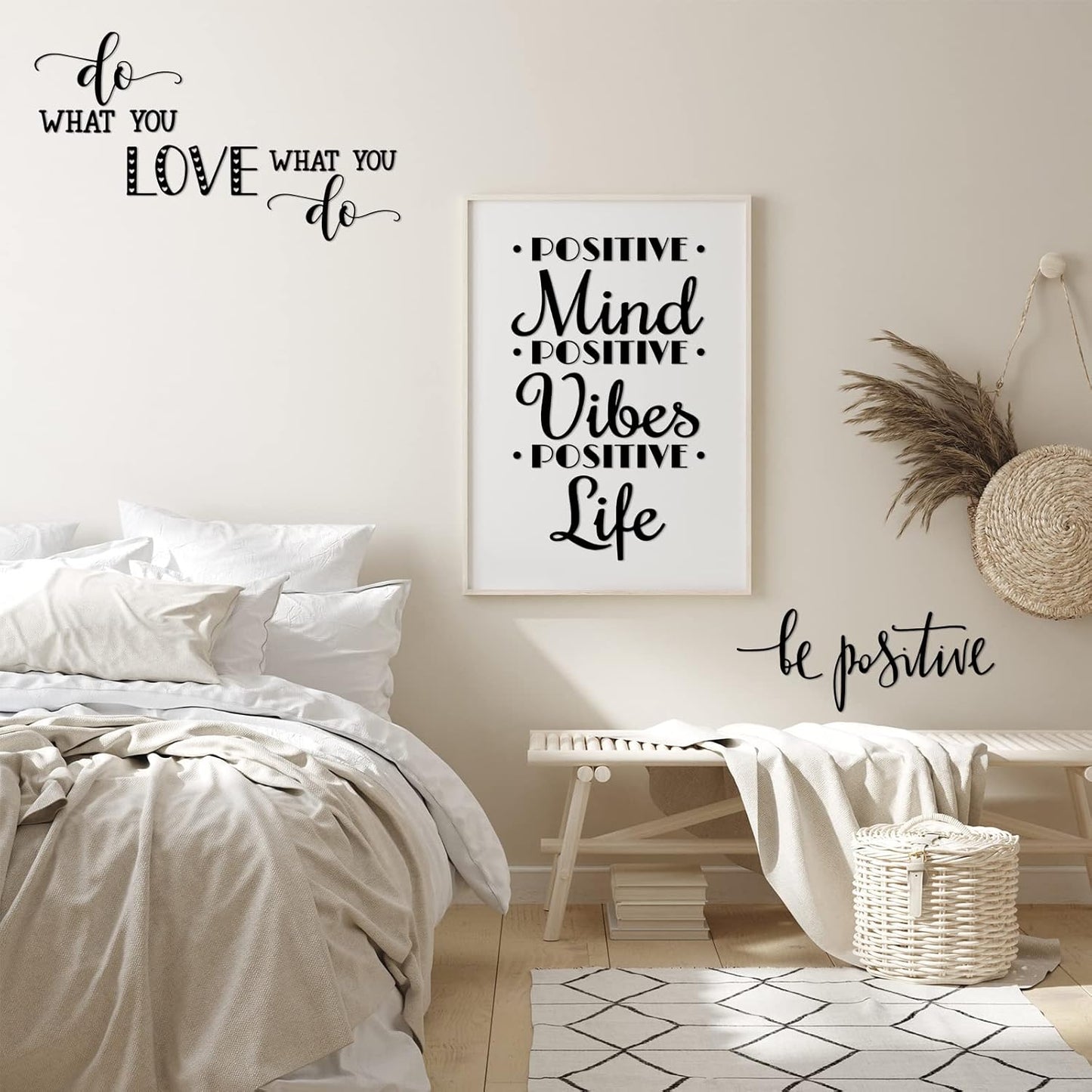 Ctosree 9 Pcs Vinyl Wall Stickers Inspirational Saying Wall Decals Motivational Saying Murals Large Removable Quote Stickers Positive Lettering Word Home Decal for Office School Dorm(Classic)