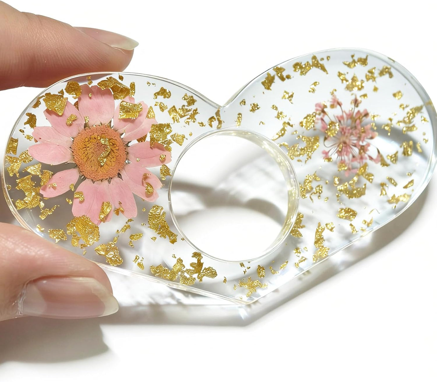 LeLehome 4PCS Book Page Holder, Dried Flower Thumb Ring Book Holder for Reading Lovers, Handmade Resin Finger Ring Opener Bookmark Gifts Accessories