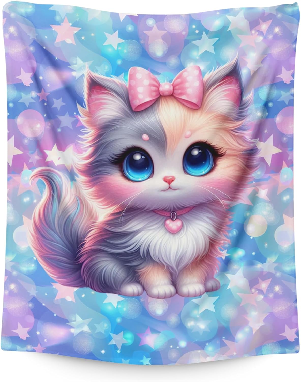 Kids Blanket for Girls Cat Blankets for Kids Teen Gift for Birthday, Cozy Soft 60 x 50 Inches Flannel Throws Cat Supplies for Bed Travel Sofa Living Room Decor