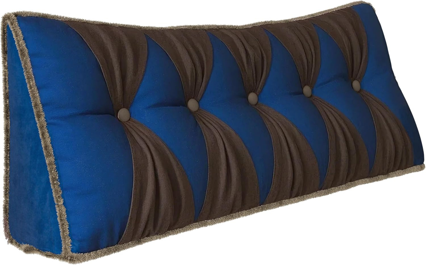 Triangular Reading Pillow Wedge Headboard for Sitting in Queen Bed Backrest Support, Daybed Wall Cushion Positioning Pillow Velvet Cover Blue