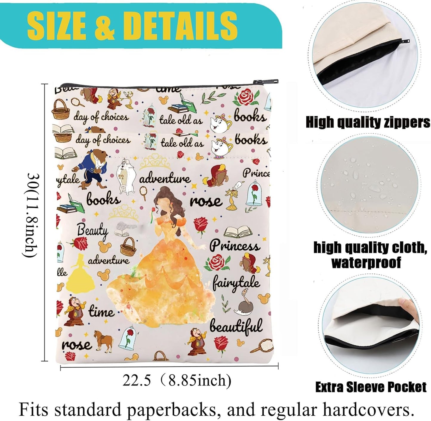 LQRI Princess Rose Book Sleeve Cartoon Movie Merchandise Lover Gift Beauty Gift