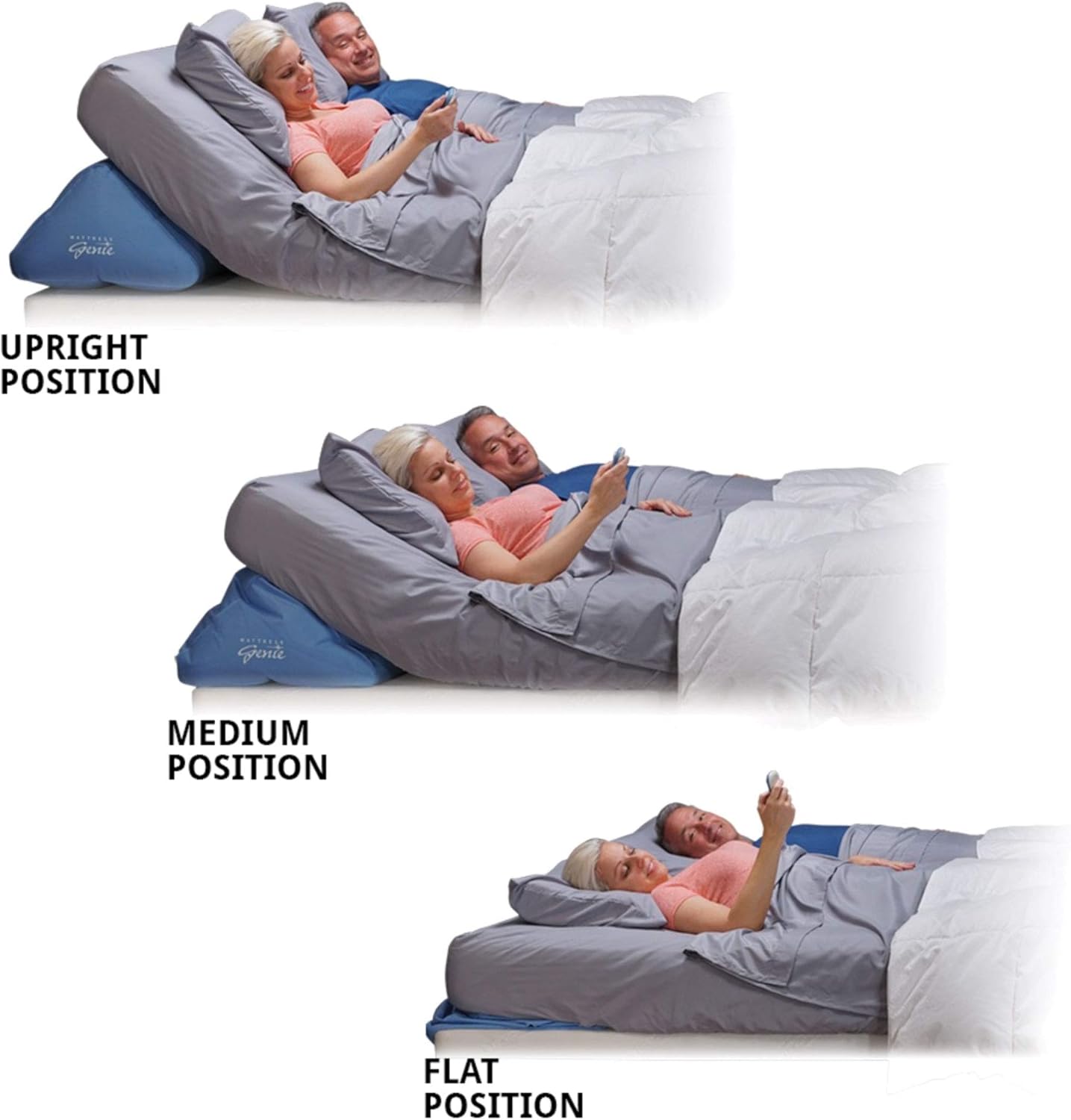 Contour Mattress Genie Inflatable Wedge | King Size, Portable, Turns Any Bed Into an Adjustable, Hospital Bed Rental Alternative | Perfect for Elderly, Snoring, Reflux, GERD, Post-Surgery