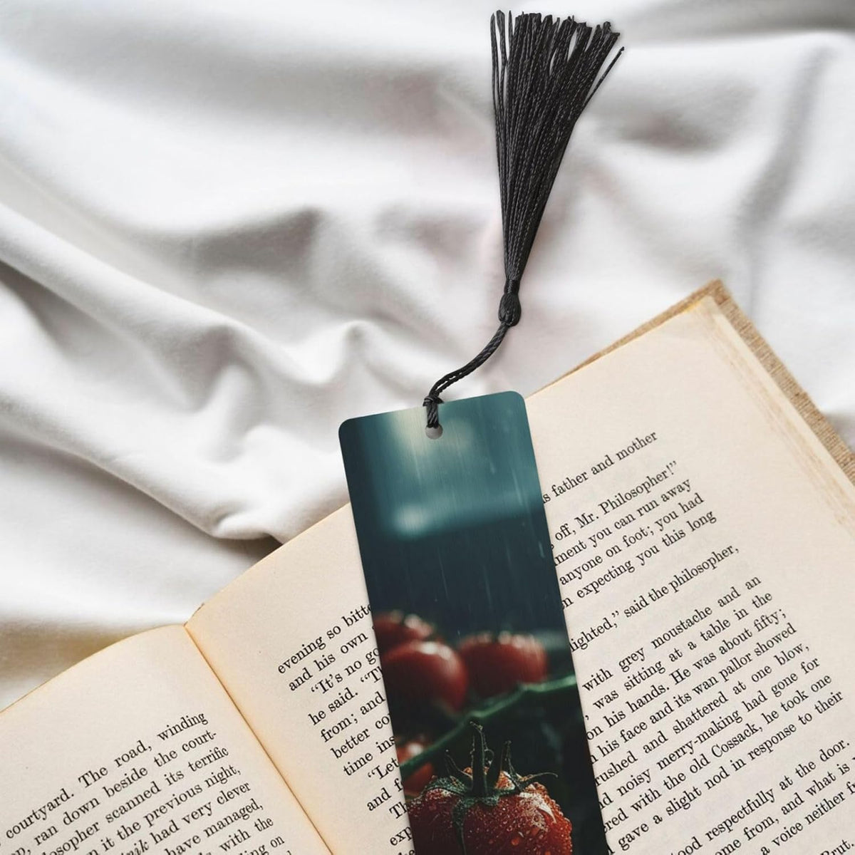 Water The Tomatoes Bookmarks Gifts for Women Men, Wooden Bookmarks for Book Lovers, Vintage Book Marks Ornaments with Tassel, Unique Personalized Reading Page Markers Black