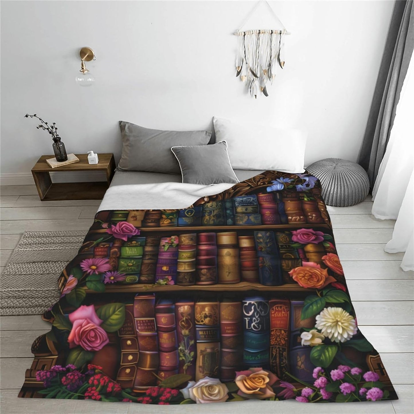 Book Blanket Gifts for Book Lovers, Flannel Book Librarian Gifts, Book Club Gifts for Reading Lover Bookish, Literary Gift Ideas, Best Bookworm Gifts on Birthday Graduation, Plush Book Decor 50x60in