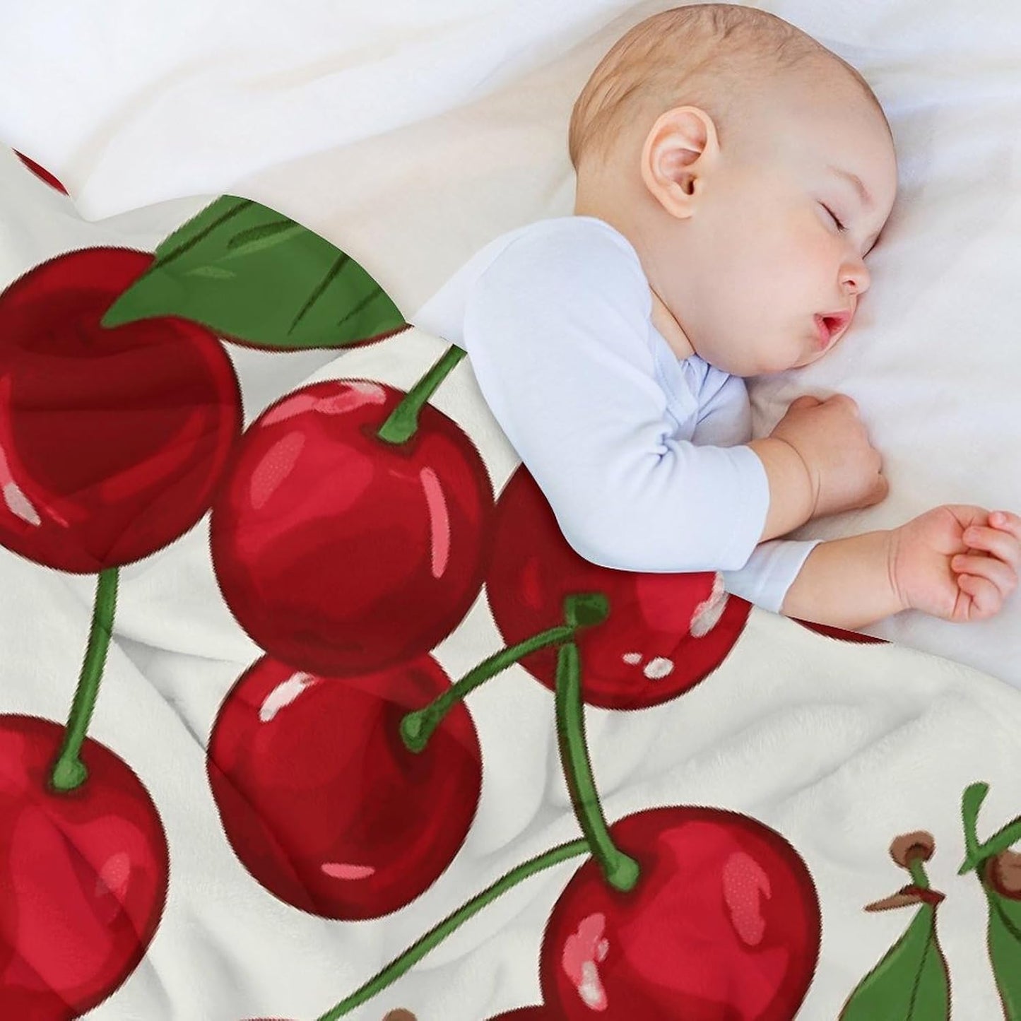 Red Cherries Blanket Super Soft Lightweight Throw Blanket Cute Cozy Warm Bed Blanket Decorative Fuzzy Blanket All-Season Home Decor Gift for Sofa Couch Living Room 60"*80"（150 * 200cm）