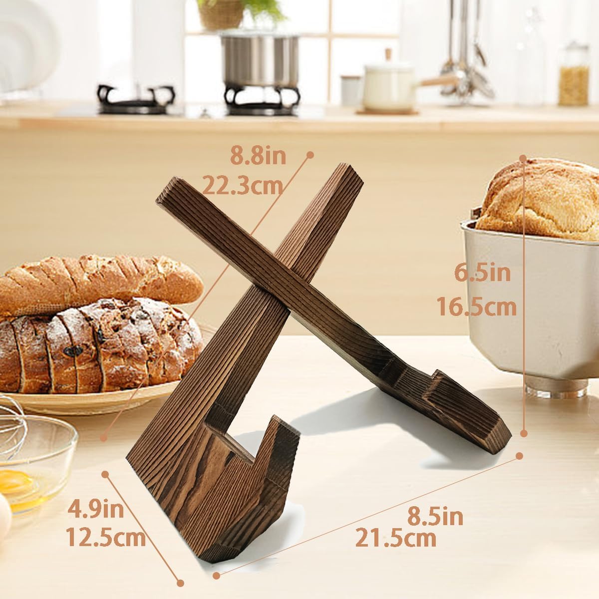 Wooden Cook Book Stand for Kitchen, Recipe Book Holder Stand for Kitchen Counter Decor, Multifunctional Book Stands for Display Brown