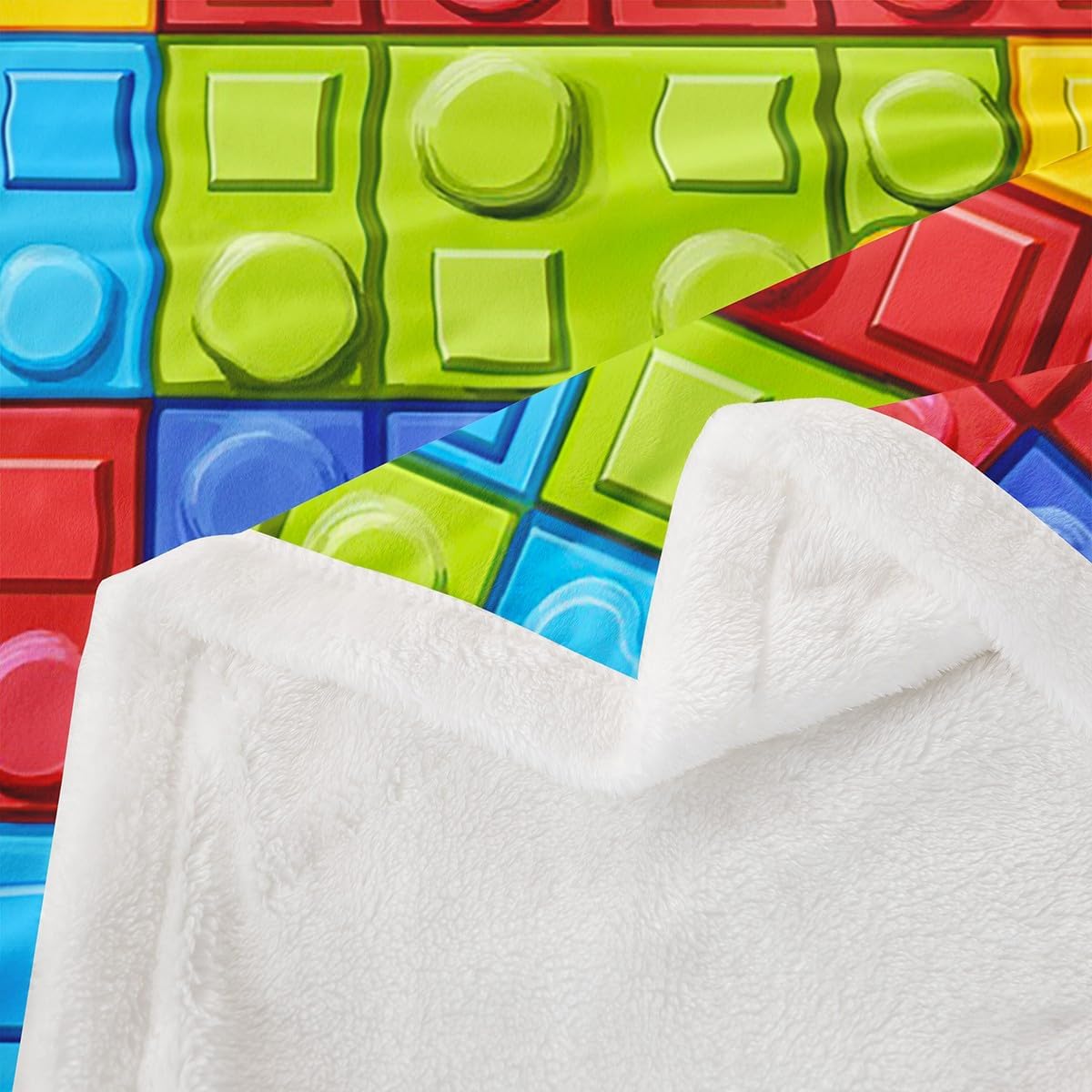 Feelyou Colorful Toy Throw Blankets Teen Funny Building Blocks Decor Soft Cozy Fleece Blankets 30x40 Inches Kids Boys Girls Colorful Geometric Brick Fleece Flannel Throws Cute Games Room Decor