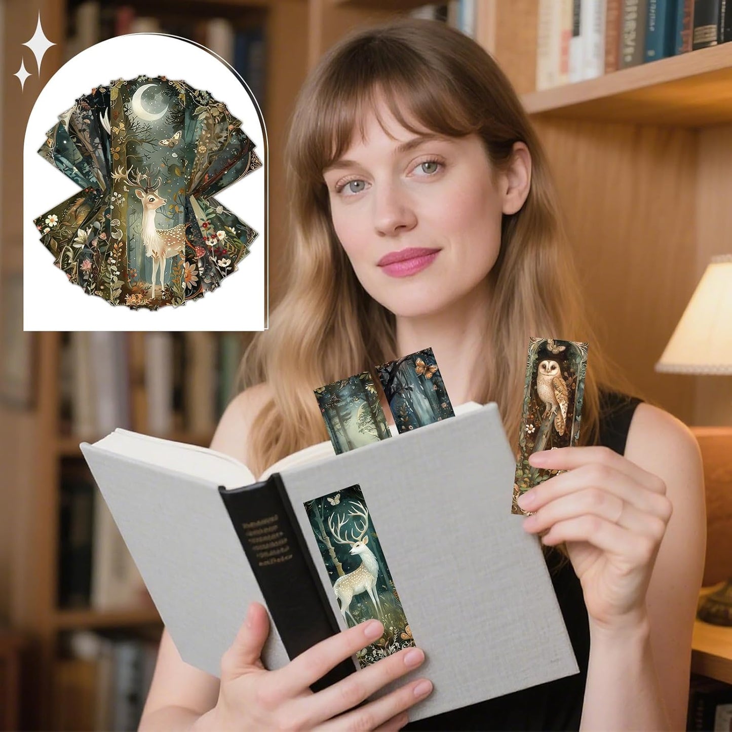 Woodland Animal Bookmarks Gifts - 100 Pcs Fantasy Forest Animal Bookmark Paper Mushroom Raccoons Flower Book Mark Page Clips Gifts for Women Men Book Lovers Students Teachers Bookish Reading