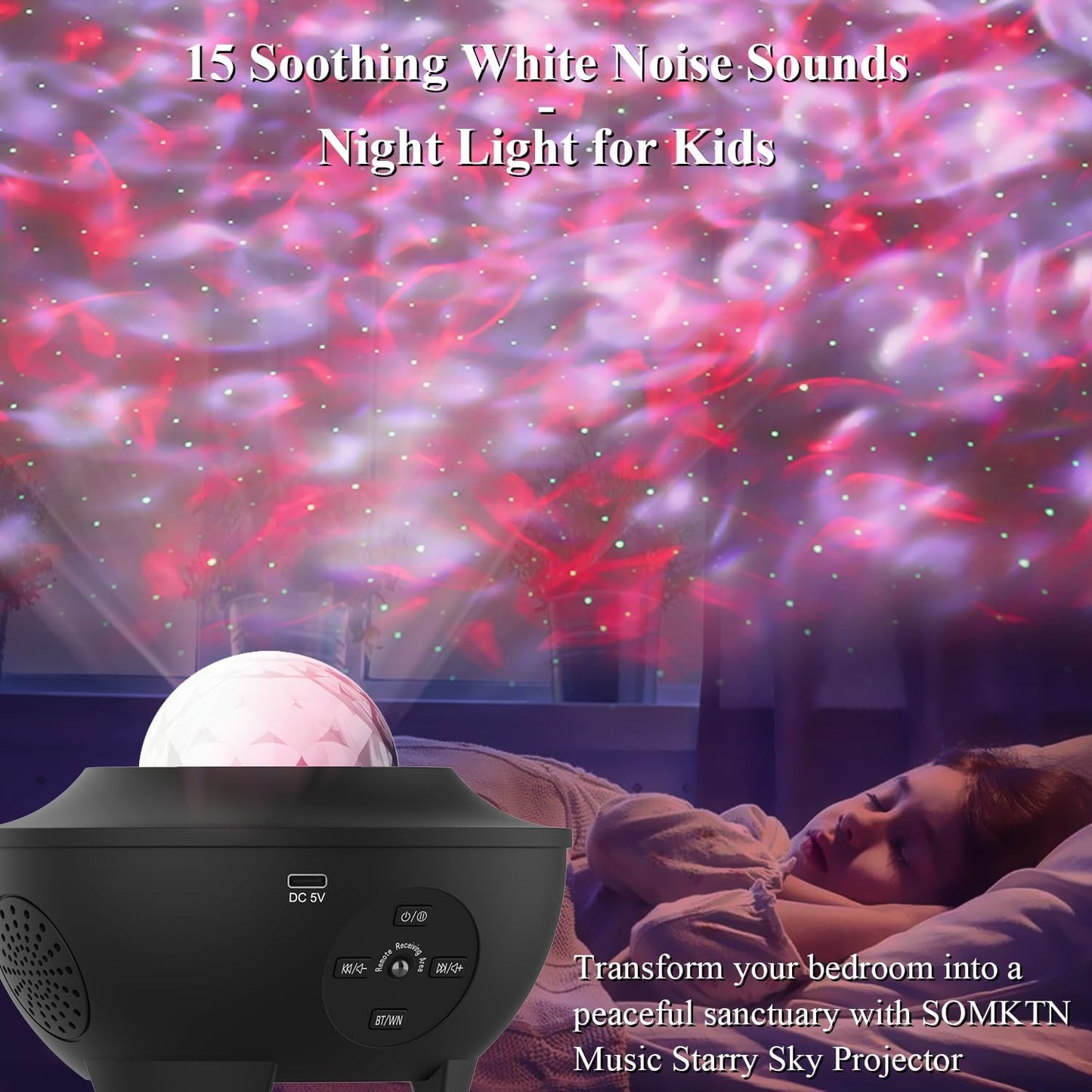 Star Projector Galaxy Light Projector, Ocean Wave Projector for Bedroom with White Noise, Bluetooth Speaker, Timer & Remote Control, Smart WiFi Night Light Projector for Kids Teens