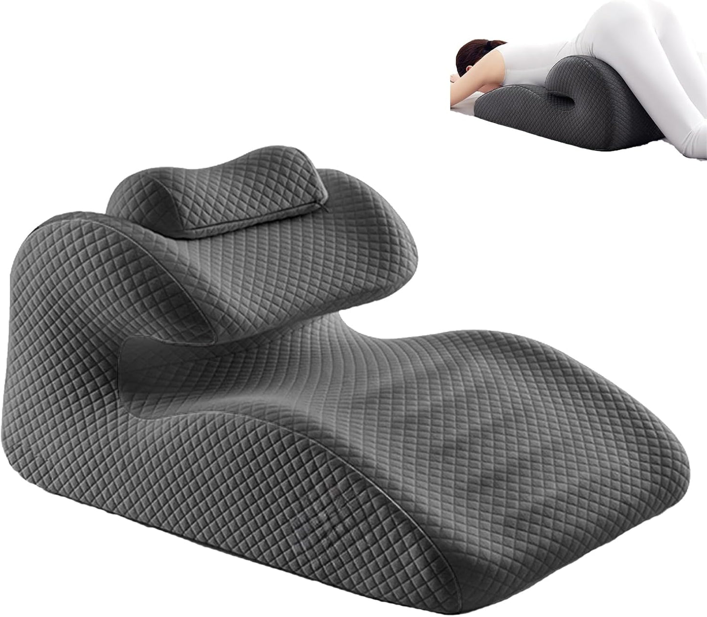 Natural Latex Wedge Pillow for Adults & Couples, Ergonomic Multi-Position Support for Back Pain Relief, Pregnancy Comfort, Acid Reflux & Side-Lying Relaxation, Removable Cotton Cover-Dark Gray