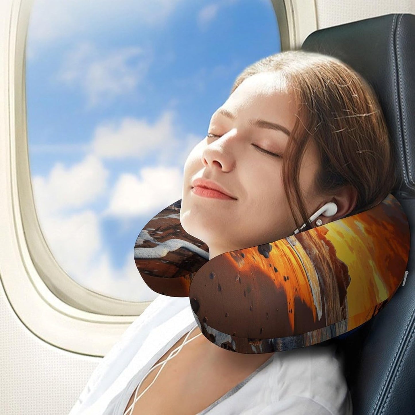 Pirate Ship in The Sunset Neck Pillow Memory Foam U Shaped Pillows Portable Pillows for Shoulder Travel Head Support Pillow with Concealed Zipper for Airplane Car Home Office