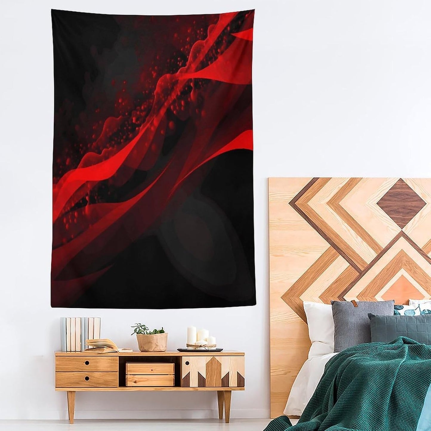 FodPand Black And Red Background Tapestry Anti-fading Wall Tapestry with Installation Kit Backdrop Banner Multipurpose Aesthetic Tapestries Boho Wall Art Hanging Decorative Blanket 60"x90"
