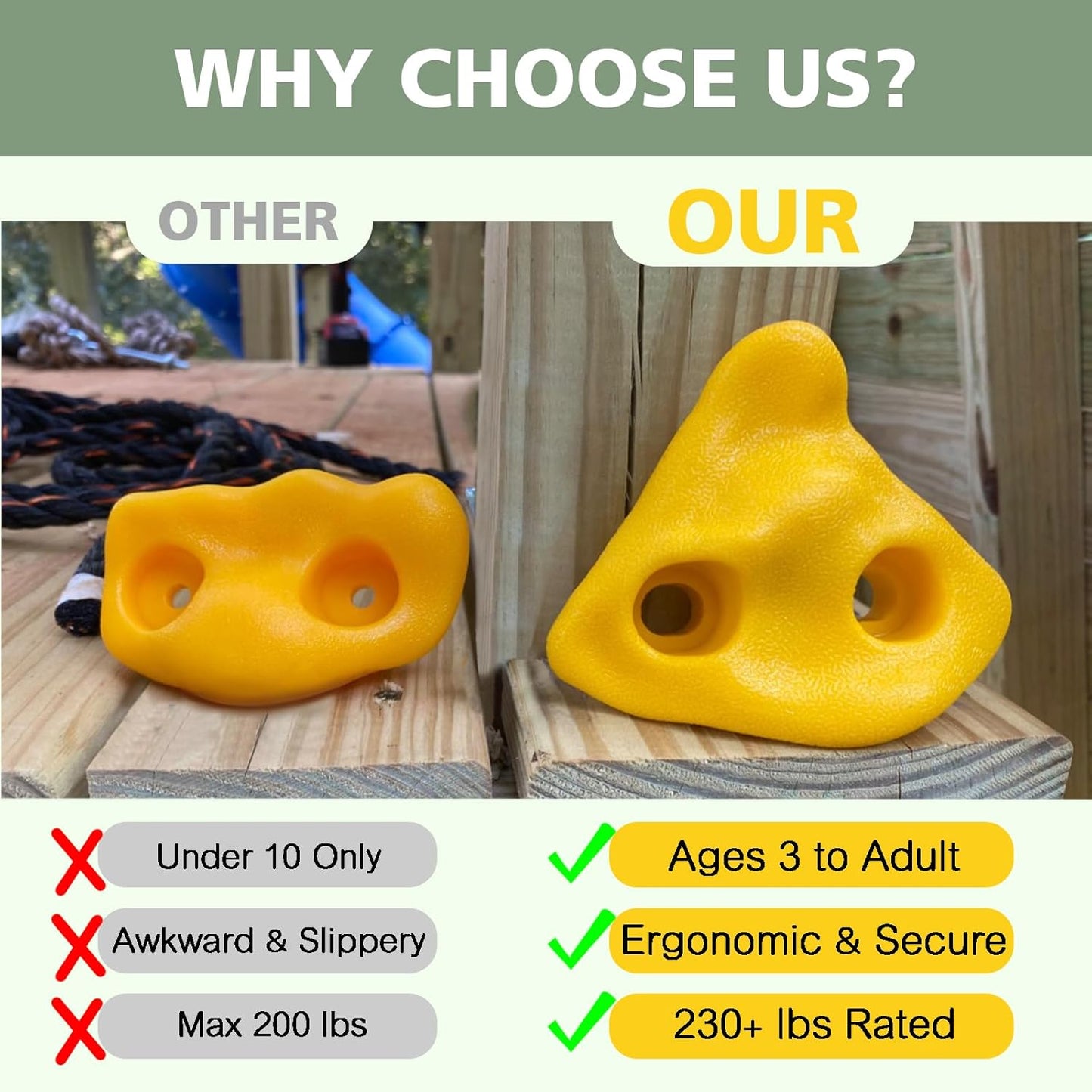 TOPNEW 12 Ninja Tree Climbing Holds for Kids Climber, Adult Climbing Rocks with 6 Ratchet Straps for Outdoor Ninja Warrior Obstacle Course Training