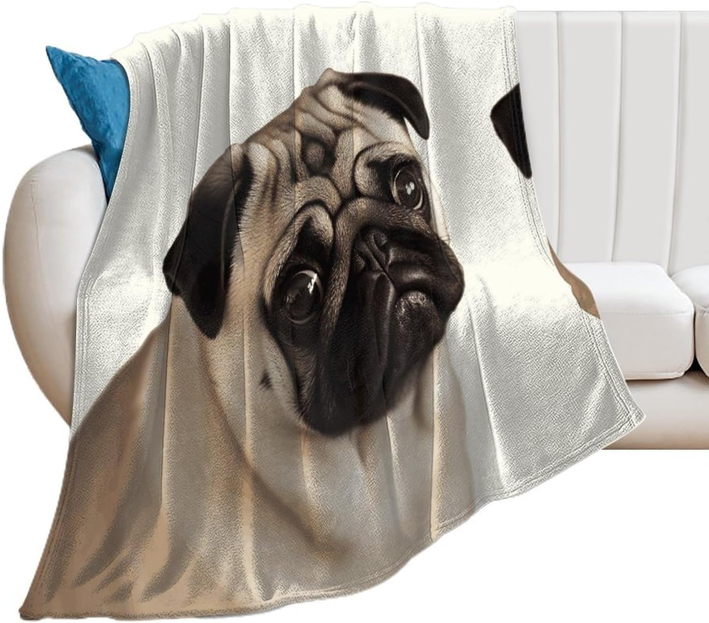 Pug Dog Blanket Super Soft Lightweight Throw Blanket Cute Cozy Warm Bed Blanket Decorative Fuzzy Blanket All-Season Home Decor Gift for Sofa Couch Living Room 60"*80"（150 * 200cm）