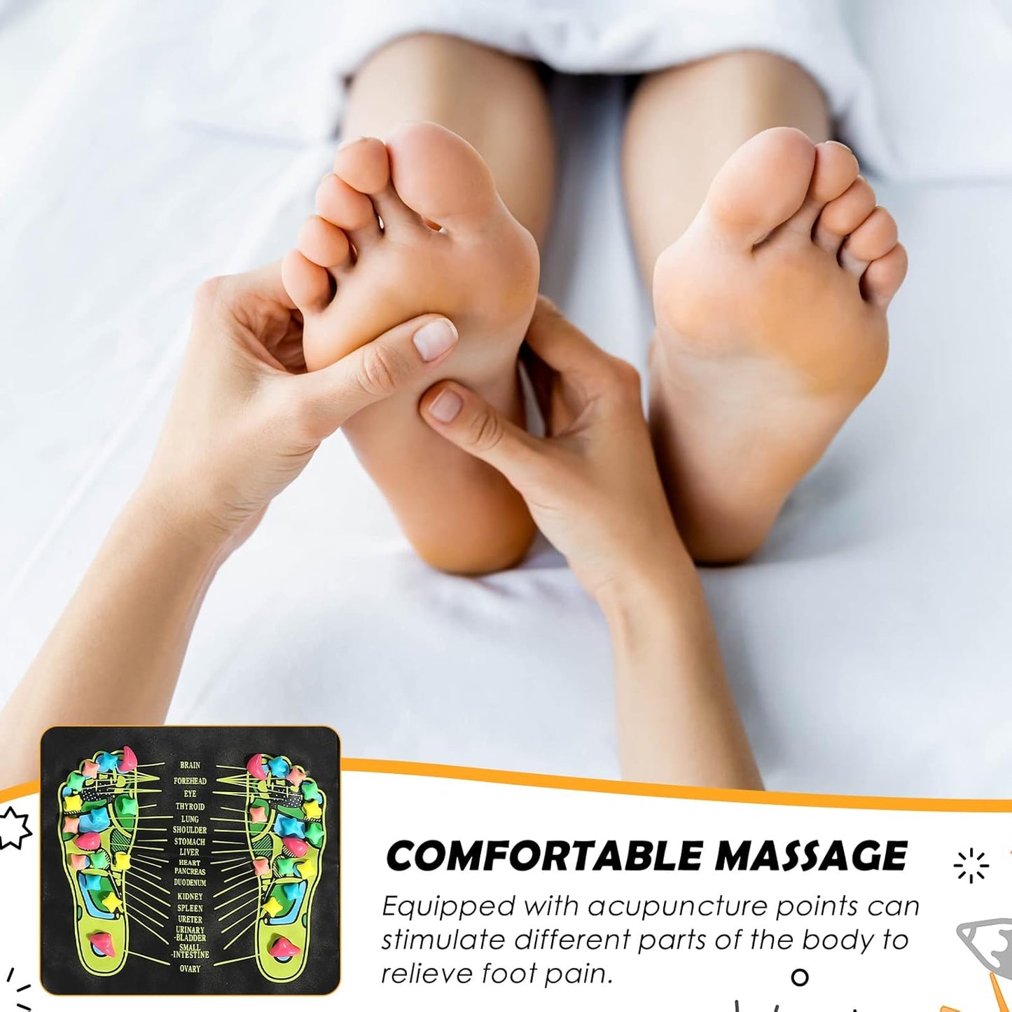 BBTO Foot Massage Mat Reflexology Walk Stone Road for Acupressure Foot Massage Acupoint Mat for Long Sitting Elderly Students and Office Workers(68.9 x 13.78 Inches)