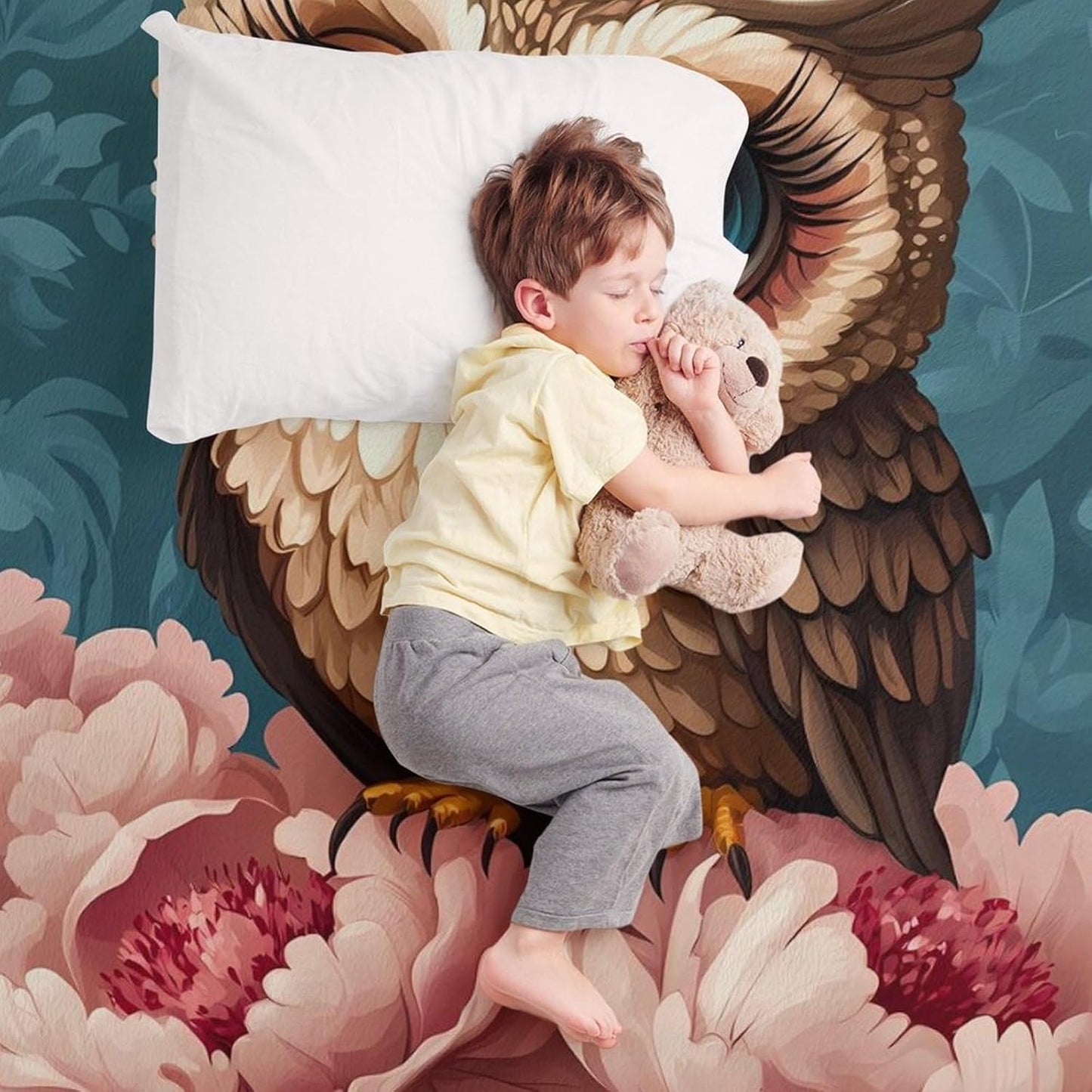 Cute Owl Throw Blanket for Couch Bed Plush Cozy Fuzzy Flannel Blanket for All Season 55"x70"