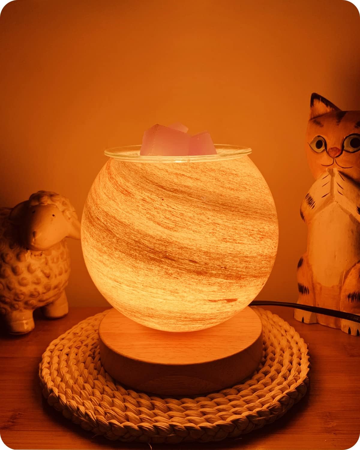 Dimmable Candle Wax Warmer for Scented Wax Melts for Bedroom, Moon Lamp Glass Light Wax Scent Home Decor Gifts