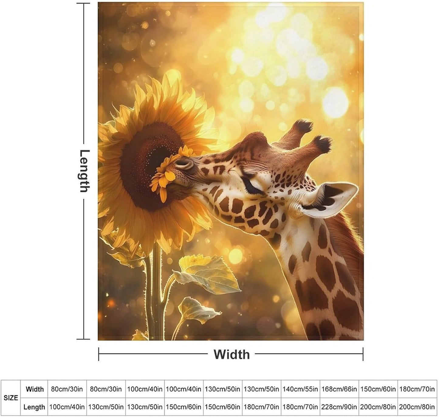 Giraffe and Flower Throw Blanket for Couch Bed Plush Cozy Fuzzy Flannel Blanket for All Season 50"x60"