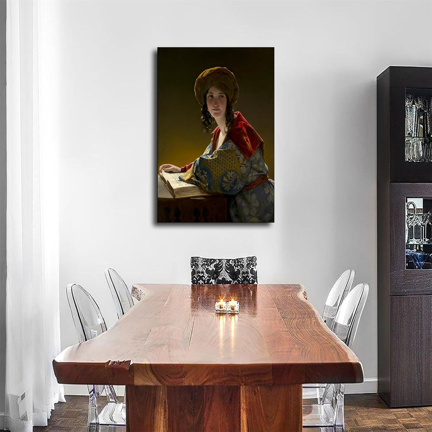 Friedrich Von Amerling,The Young Eastern Woman,Reading A Poster Canvas Pictures Print Wall Art for Living Room Bedroom Bathroom Preppy Dorm Home Decor (12x18inch Unframed)