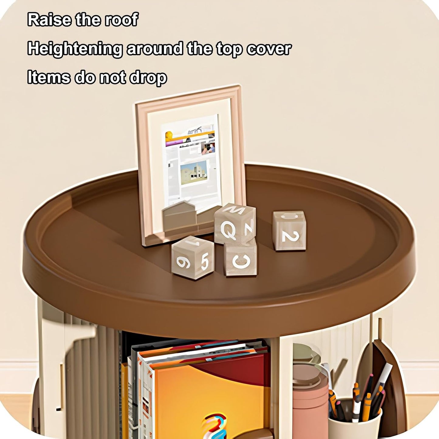 360° Rotating Bookshelf for Kids - Swivel Bookcase Tower with Wheels, Ideal for Living Room, Office, or Study Room - Small Corner Bookshelf in Green