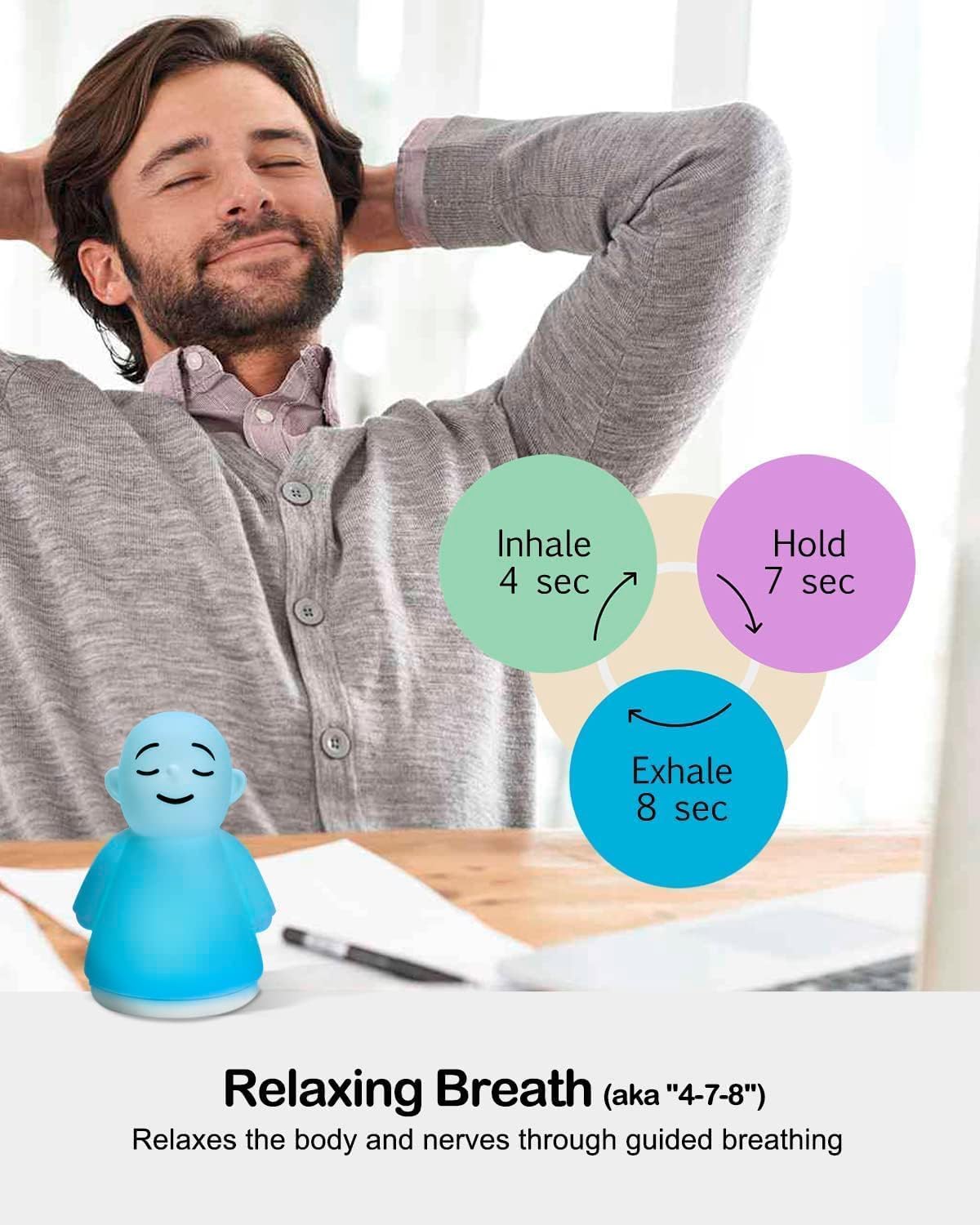 Set of 6 Stress Relief Night Light for Mindfulness - Guided Visual Meditation Tool for Women Men- Relaxing Self Care for Adults Kids