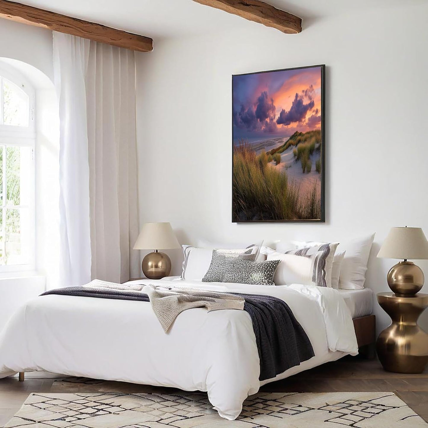 GDJSMIN Seaside Theme Wall Art, Sunset Dune Landscape Poster for Reading Room Living Room Decor 12x 16 inch Unframed