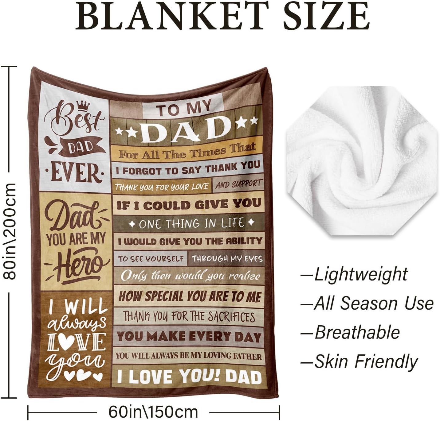 Gifts for Dad from Daughter Son - Birthday Gifts for Dad - Christmas Blanket Gift for Dads - Best Dads Ever Gift - Cool Dad's Birthday Present - Funny Present for Father - Throw Blanket 60" x 80"