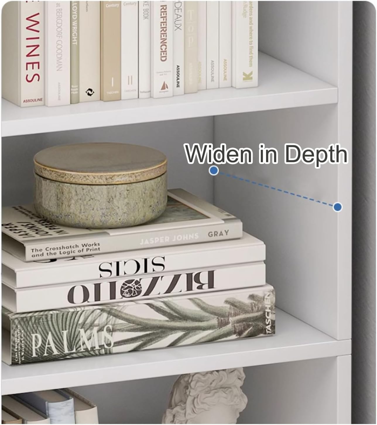 Tall Narrow Corner Bookcase - Four-Tier White Bookshelf with Open Shelves, Space-Saving Storage Tower Rack, Modern Cubes Shelf for Small Spaces