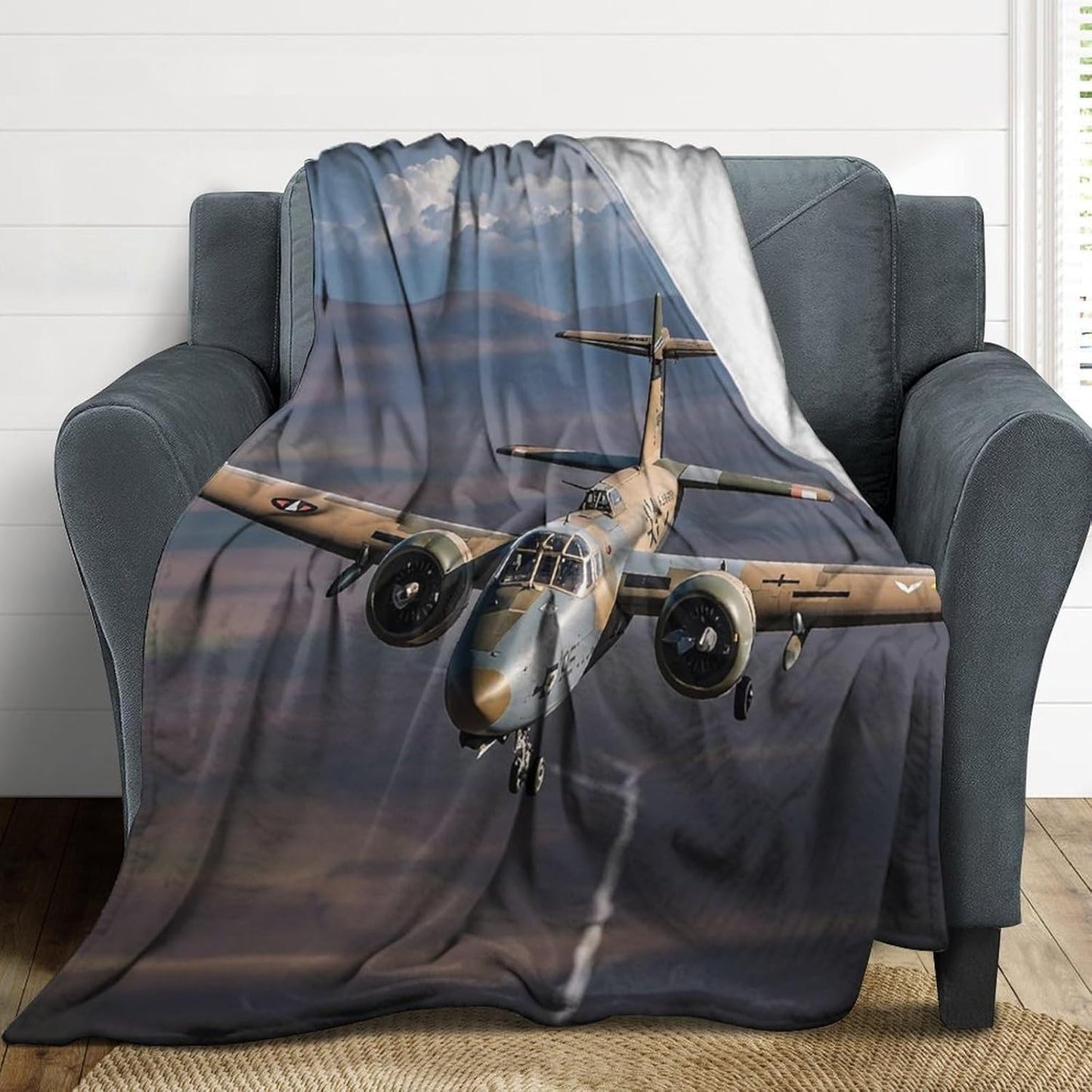 US Army Plane Blanket Super Soft Lightweight Throw Blanket Cute Cozy Warm Bed Blanket Decorative Fuzzy Blanket All-Season Home Decor Gift for Sofa Couch Living Room 50"*60"（130 * 150cm）
