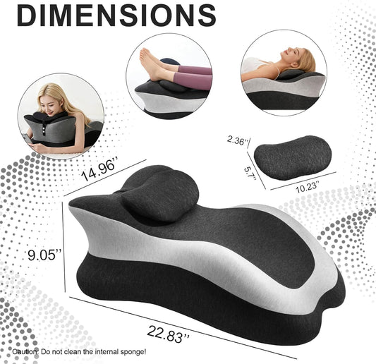 Ergonomic Memory Foam Pillow, Reading Pillow for Bed, Waist and Neck Support, Quick Rebound & Plush Comfort