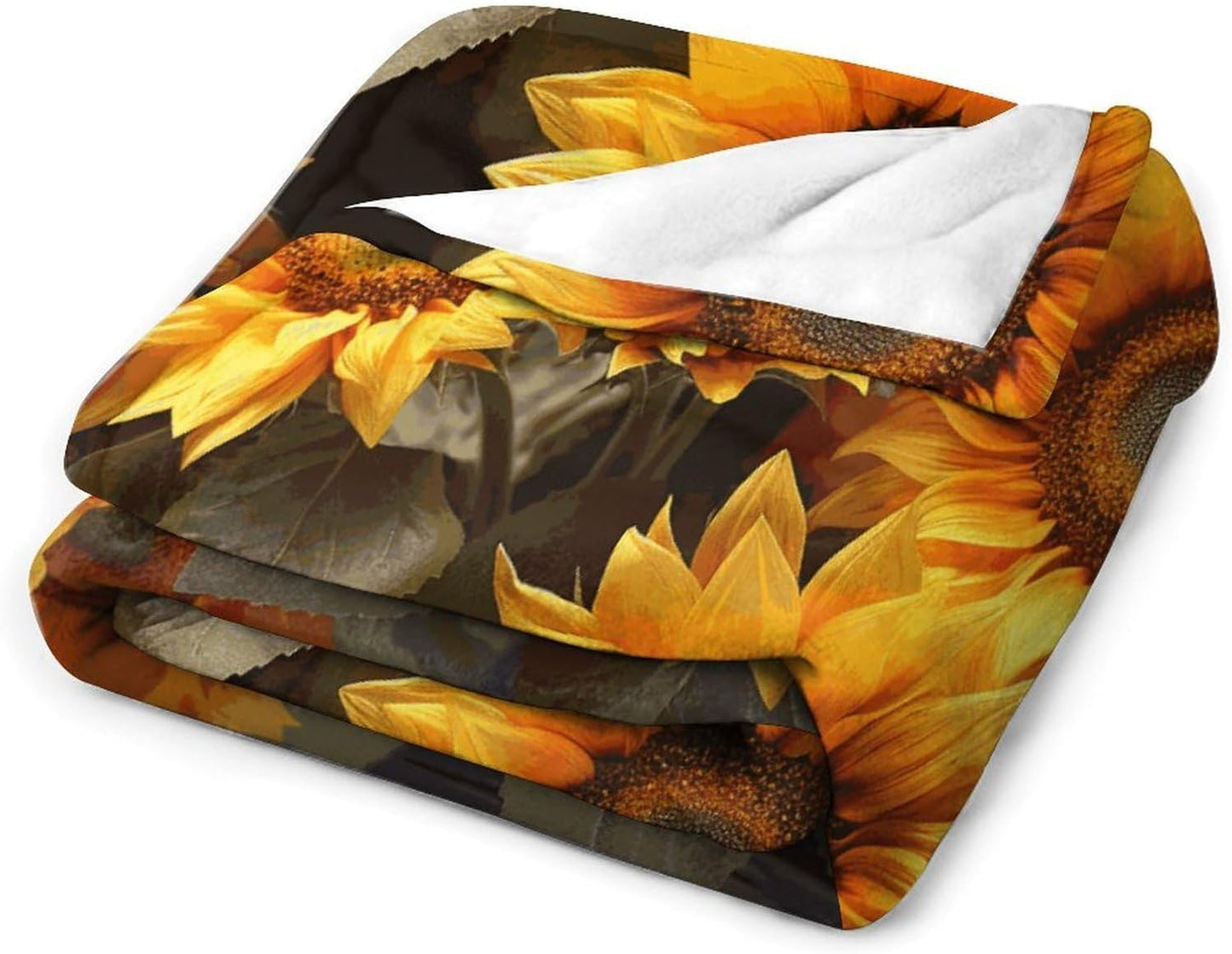 Plants Theme Sunflower Blanket Super Soft Lightweight Throw Blanket Cute Cozy Warm Bed Blanket Decorative Fuzzy Blanket All-Season Home Decor Gift for Sofa Couch Living Room 50"*60"（130 * 150cm）