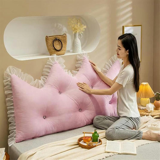 Headboard Pillow Queen/Twin/King, Bed Headboard Backrest Cushion, Wedge-Shaped Reading Support Pillow with Velvet Cloth Cover Removable and Washable