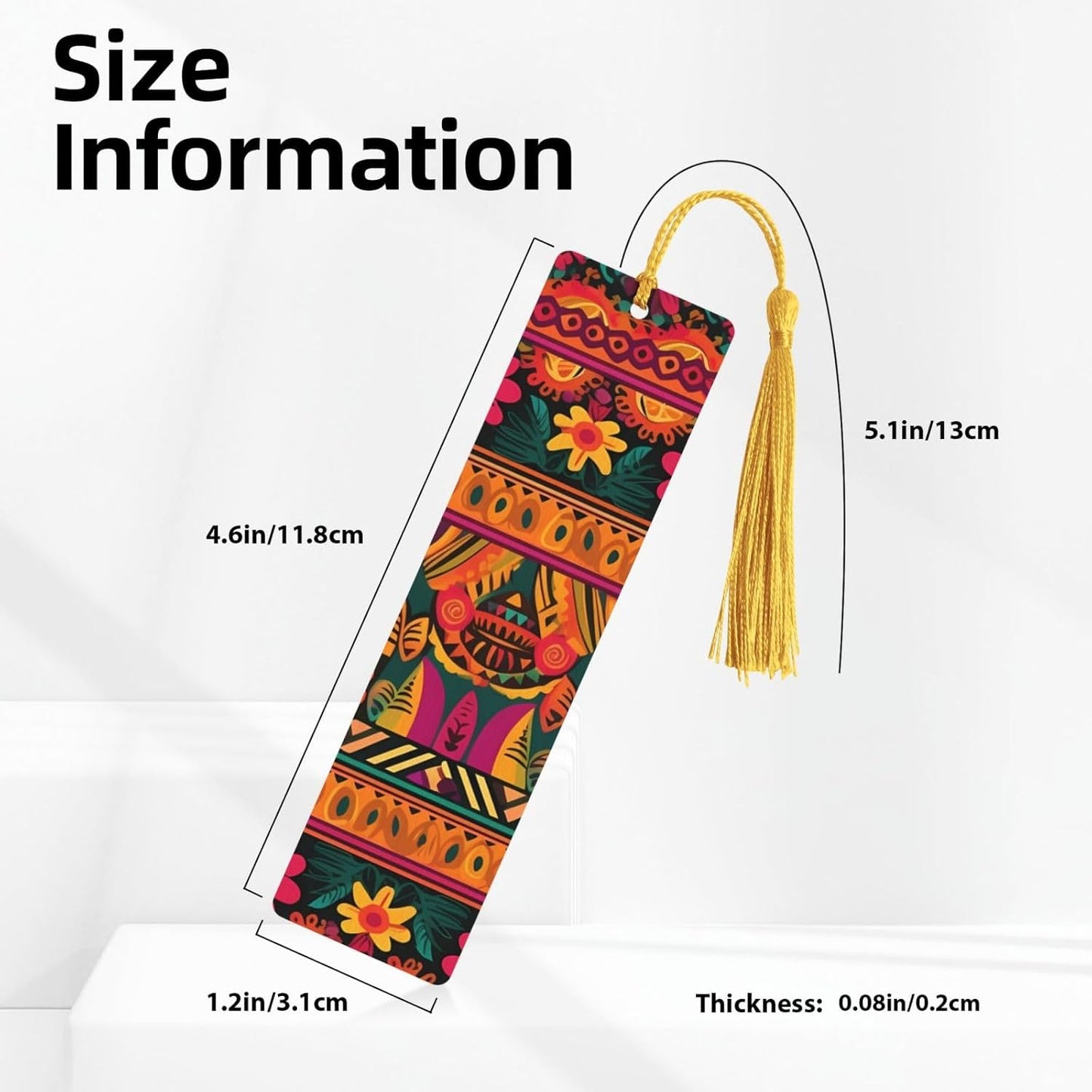 Mexican Folk Art Boho Bookmarks with Tassels, Wood Bookmark for Women Men Handmade Book Mark for Book Lovers, Reading Page Markers Wood Tags Ornaments Birthday Teachers Gift