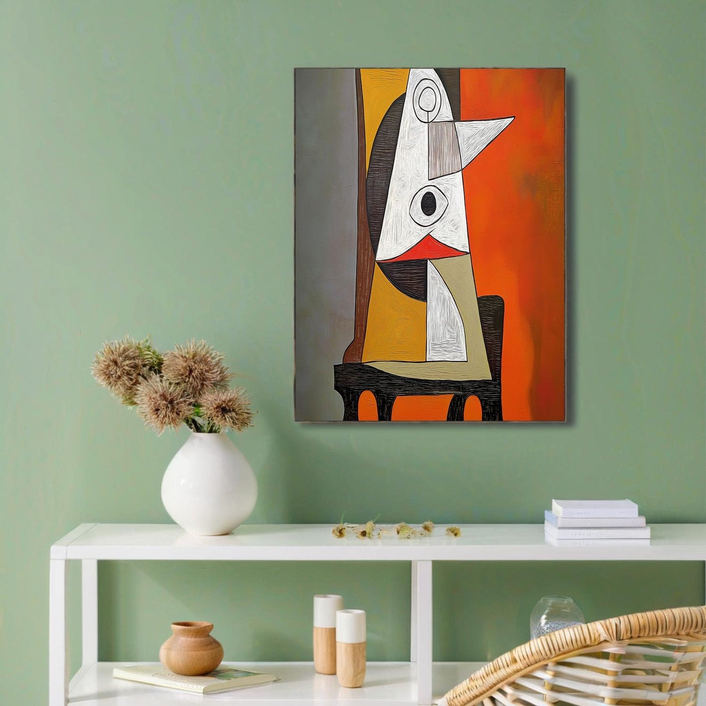 GDJSMIN Abstract Design Wall Art, Orange Geometric Triangle Graphic Poster for Reading Room Living Room Decor 24 x 36 inch Unframed