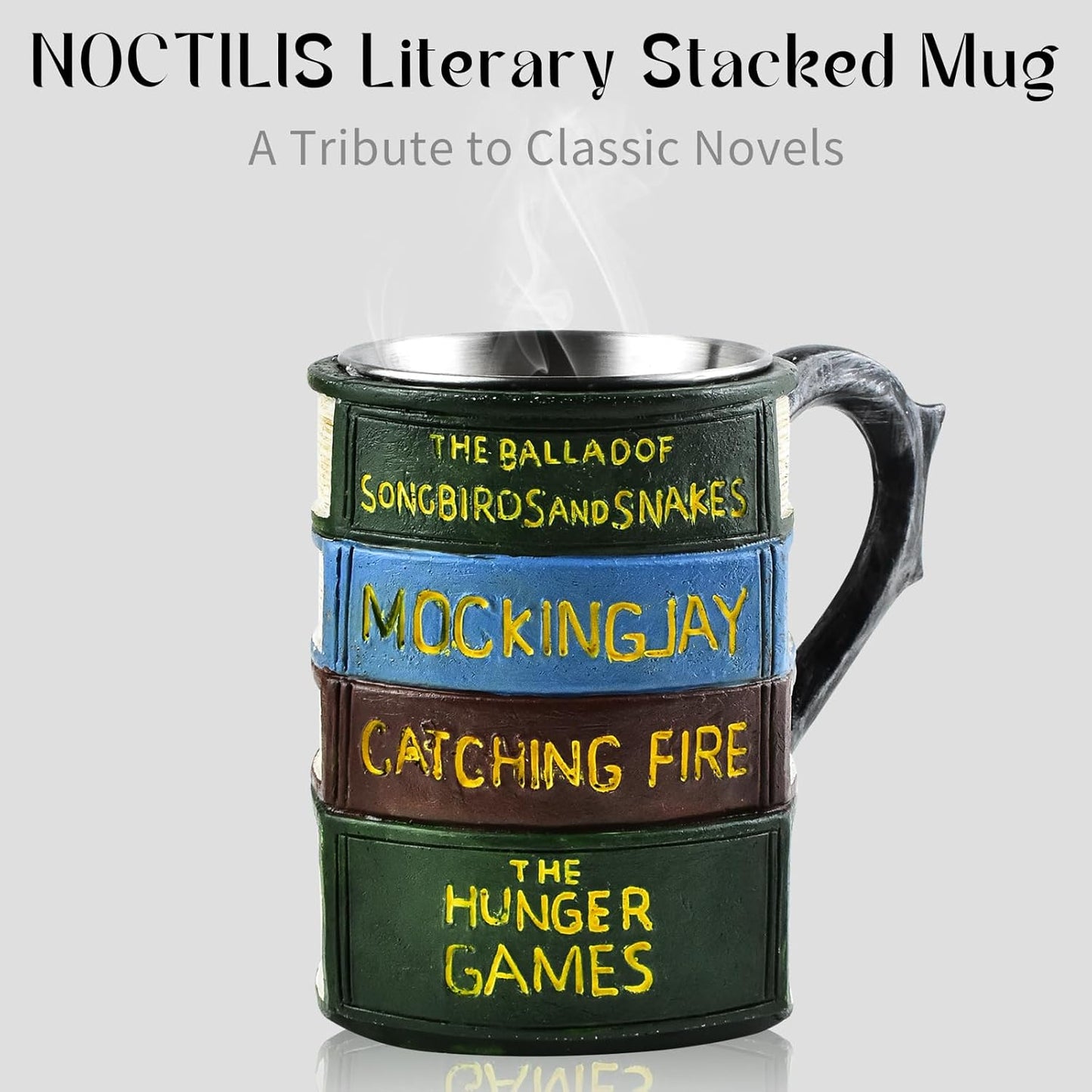 Literary Stacked Mug – 3D Book Spine Fantasy Novel Coffee Mug, Classic Adventure Fiction Inspired Drinkware for Book Lovers, 13.5 Ounces