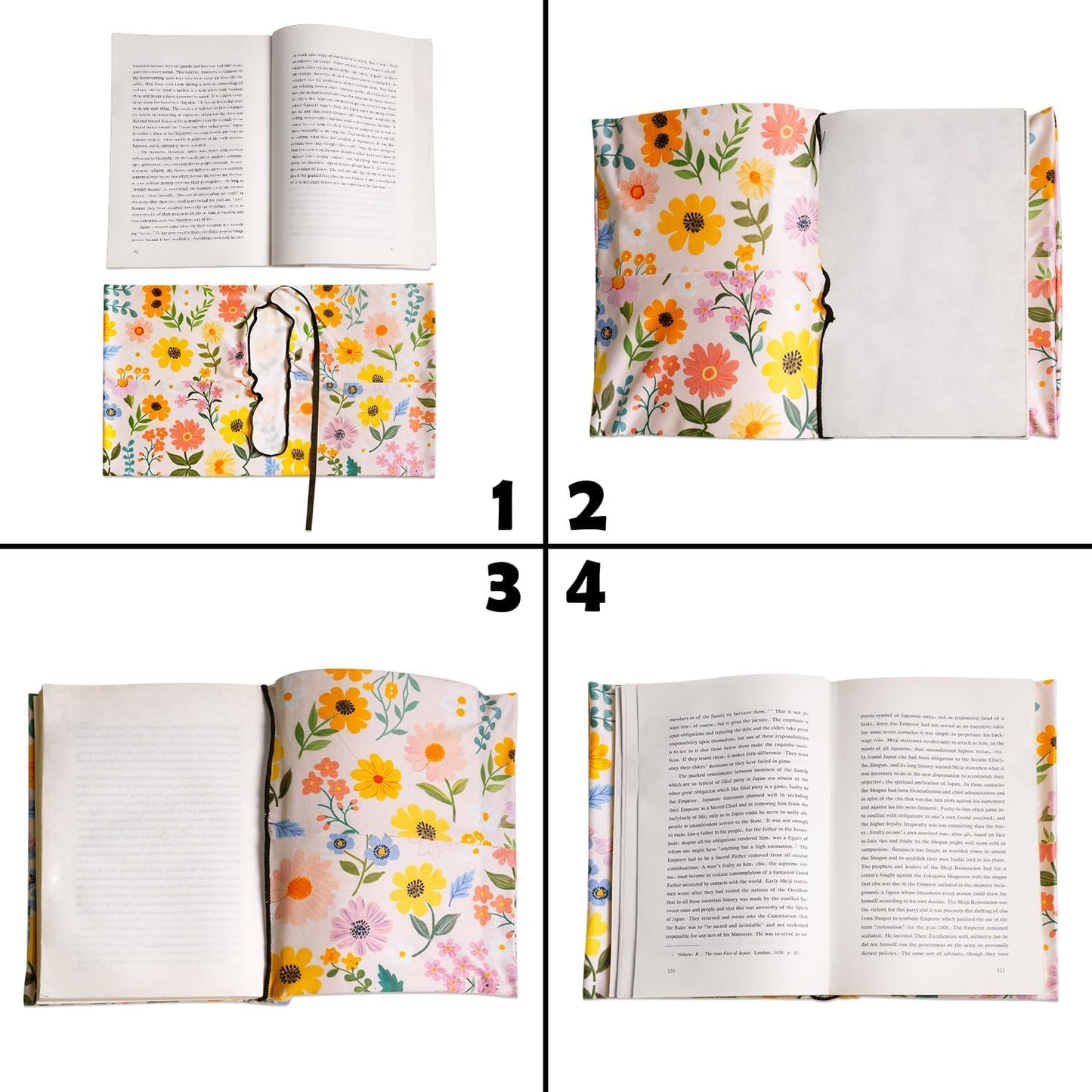 Anseal 1 Pack Floral Pattern Stretchable Book Sleeve Cover for Paperbacks Hardcovers Textbooks up to 9" x 12", Washable Reusable Book Protector with 2 Labels