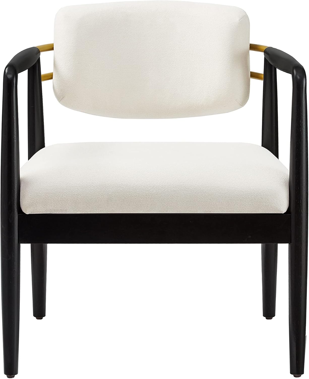 Ball & Cast Modern Accent Chair Upholstered Club Chair Comfy Side Armchair with Wooden Frame, Ivory