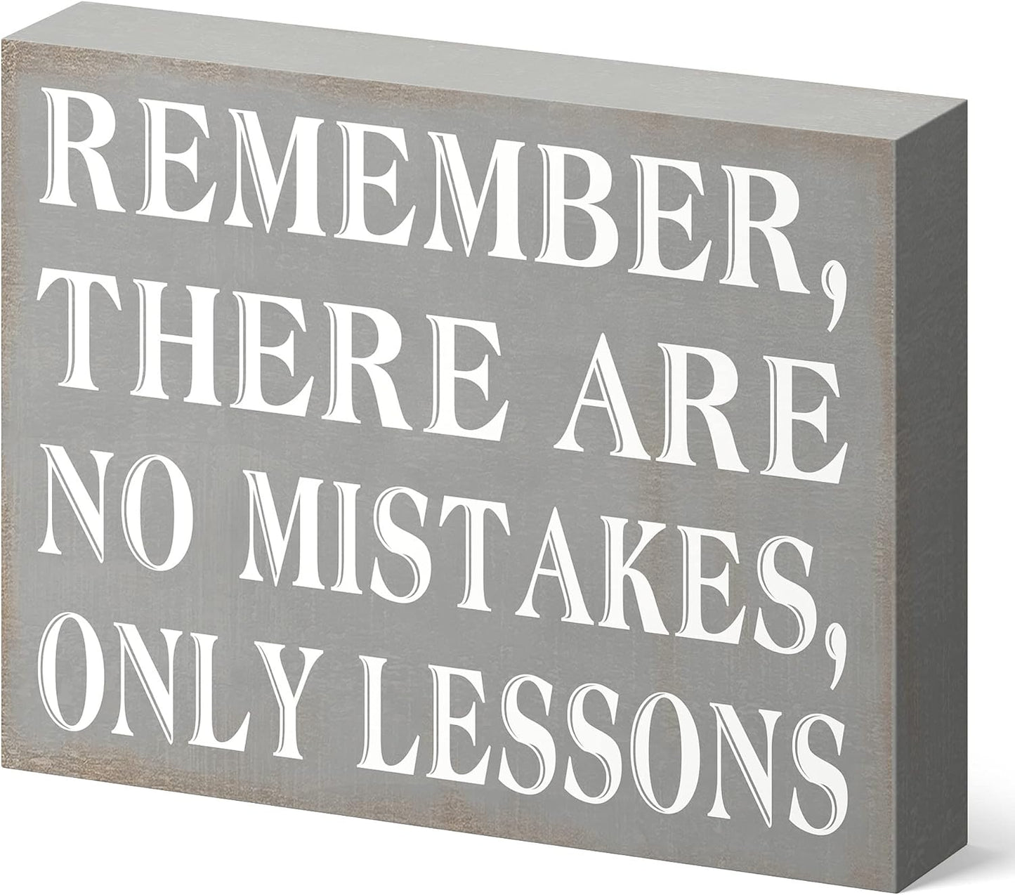 Barnyard Designs Wooden Box Sign Motivational Desk Decor, Inspirational Office Desk Decorations for Women Office Bathroom Shelf Décor (No Mistakes)