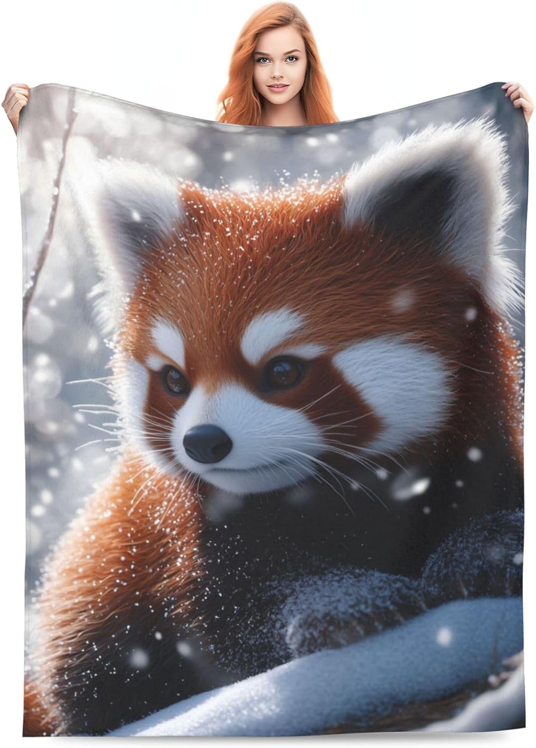 Red Panda Blanket for Adults Kids Women, Soft Lightweight Flannel Wild Animal Throw Blanket for Sofa Couch Bed Traveling Camping Red Panda Gifts Idea, Plush Jungle Wildlife Red Panda Decor 50x60 in