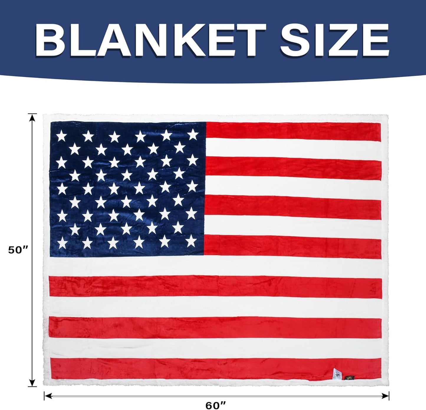 Tirrinia American Flag Blanket Sherpa Fleece Throw, Patriotic Blanket for 4th of July, Veterans Day, USA Decorations, Red White and Blue Reversible Soft Army Gift for Bed Couch Sofa 50"x60"