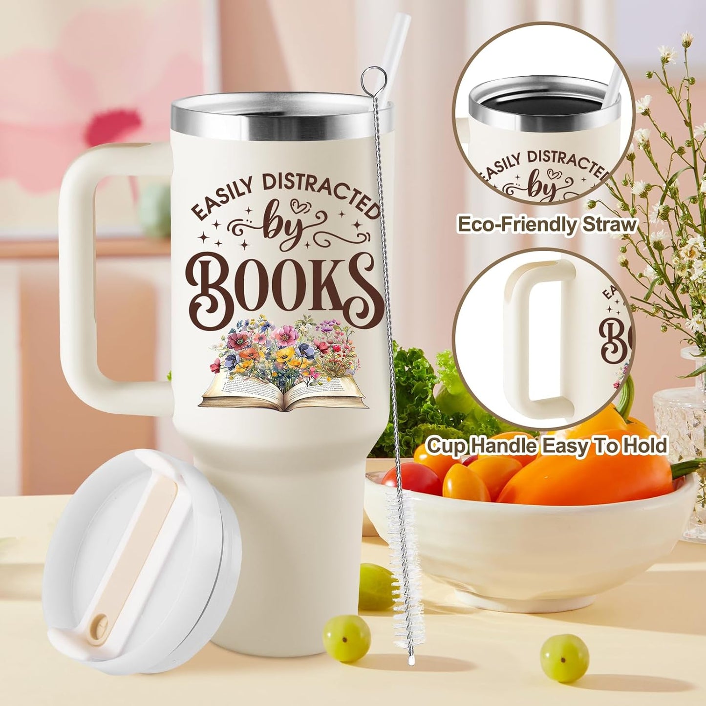 Book Lovers Gifts for women - 40 oz Tumbler with Lid & Straw - Bookish Gifts for Readers Book Club Gift Books Themed Reading Gift for Librarian - Insulated Travel Cup 40oz