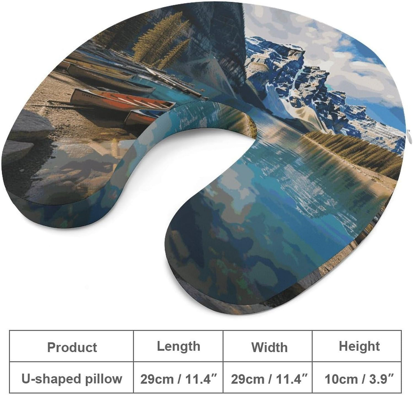Moraine Lake Canoes Neck Pillow Memory Foam U Shaped Pillows Portable Pillows for Shoulder Travel Head Support Pillow with Concealed Zipper for Airplane Car Home Office
