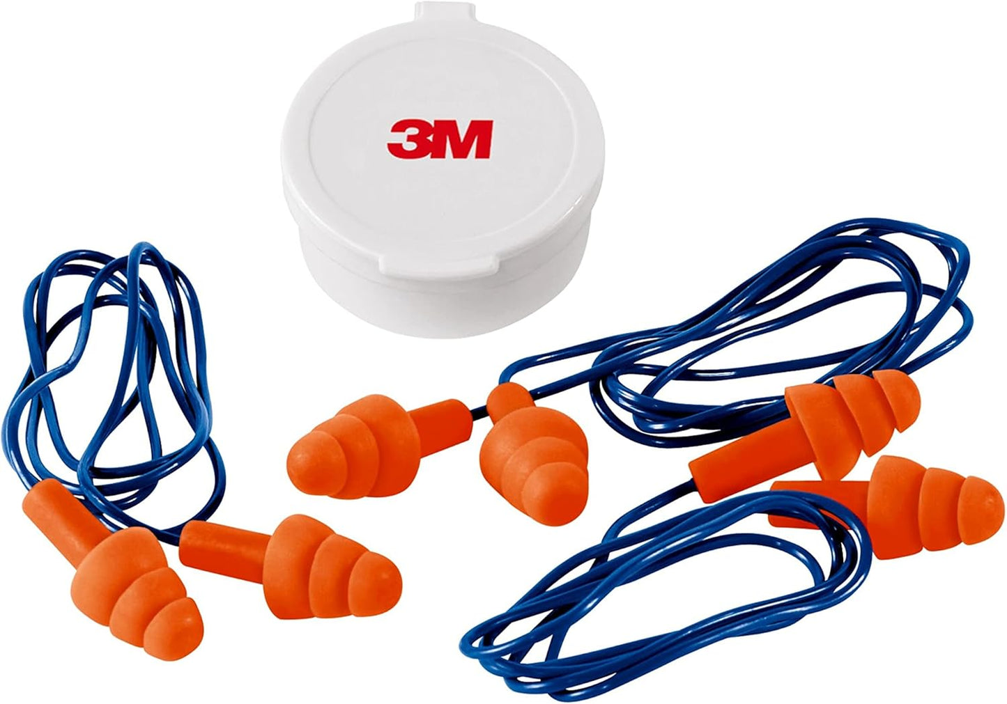 3M Corded Reusable Earplugs, 3 Pack, Noise Reduction Rating (NRR) 25 dB, Easy To Use & Insert, Pliable & Tri-Flange Design Enhances Comfort & Fit, Orange Ear Plugs (90716H3-DC)