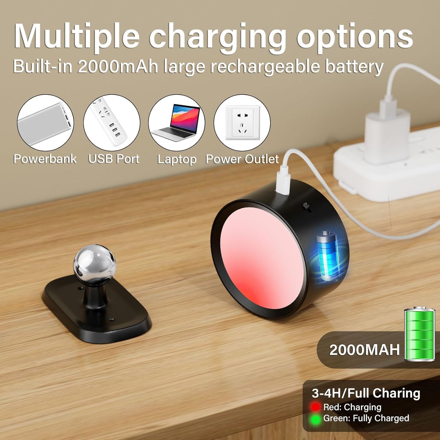 LED Wall Mounted Lights,Rechargeable Battery Operated Wall Sconce with Remote,3 Color Temperatures & Dimmable Magnetic 360° Rotation Cordless Wall Light for Bedside Reading,Bedroom,Closet,2 Pack
