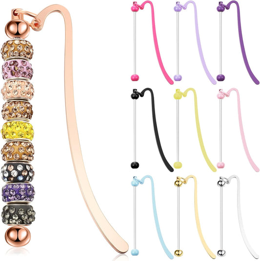 Kosiz 10 Pcs Beadable Bookmark Vintage Metal Beading Bookmarks Gifts for Office Teacher Birthday Present(Multicolor)