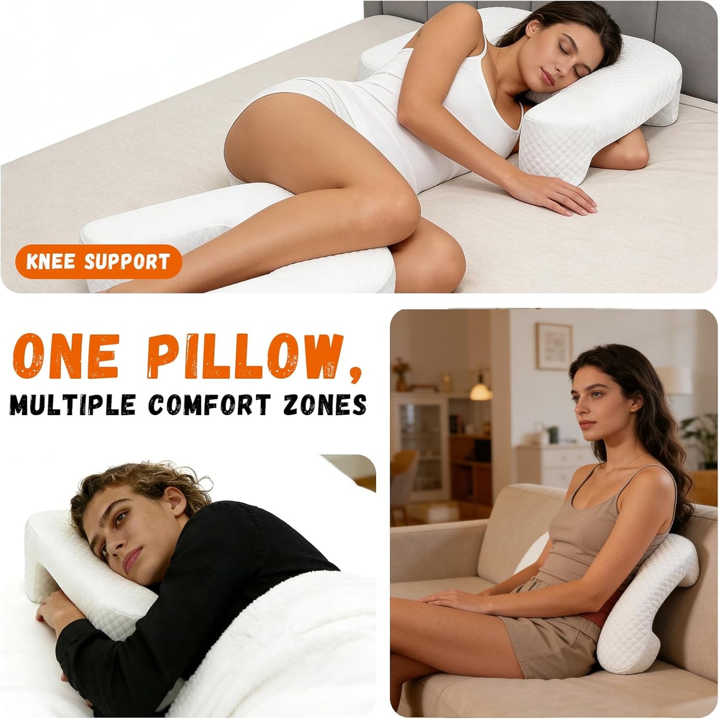 Side Sleeper Pillow with Arm Hole, Ergonomic Memory Foam Arm Pillow for Shoulder Comfort, Side Sleeping Support for Neck and Back, Removable Washable Cover, for Side and Back Sleepers