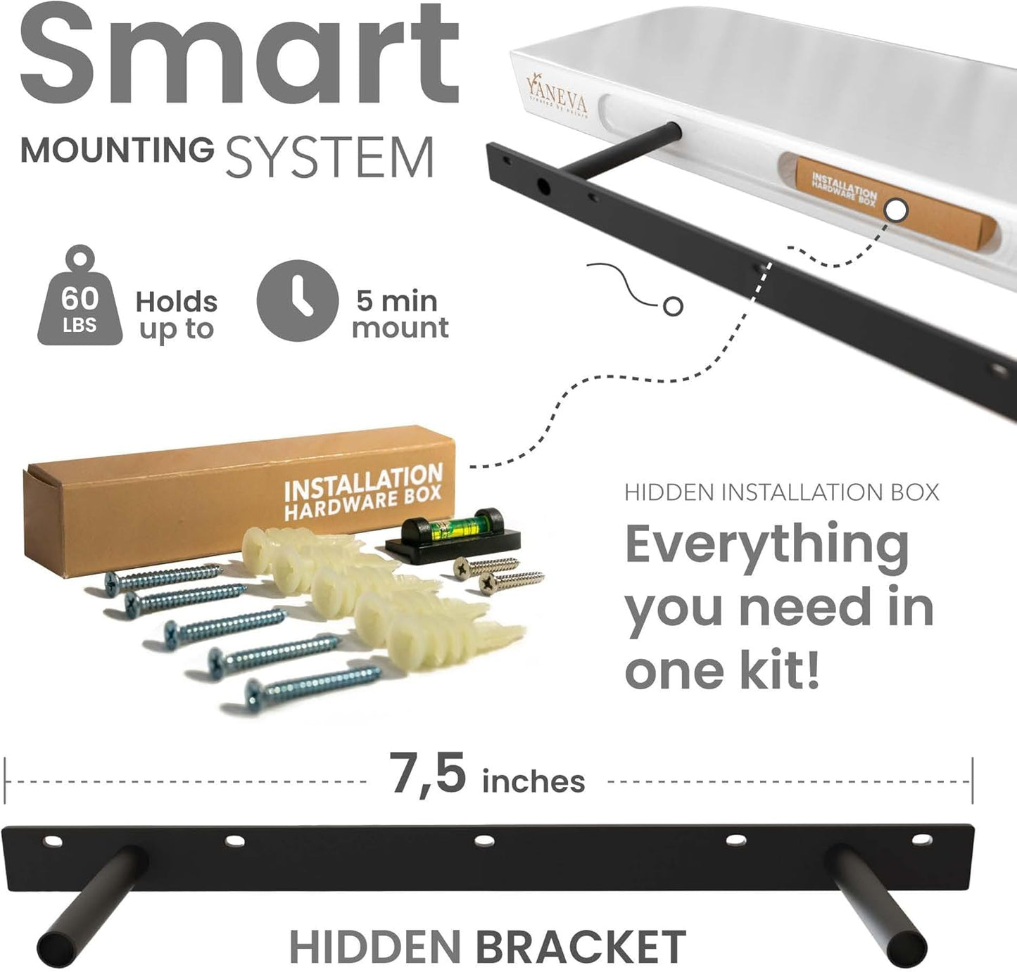 Wood White Floating Shelves for Wall 16 Inch (Set of 2) - White Bathroom Shelves - Small Wall Mounted Shelf for Bedroom Kitchen Living Room - 8 inch Deep Heavy Duty Floating Wood Shelves